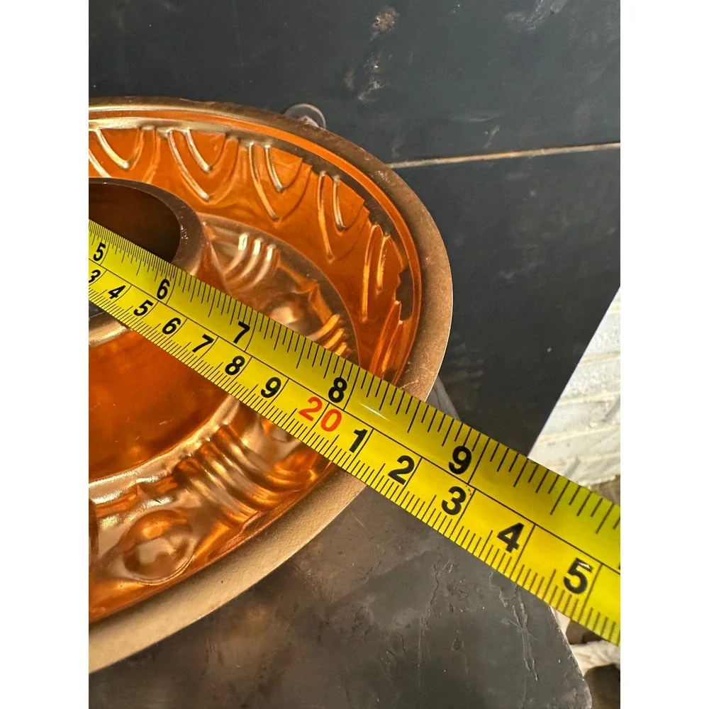 Vintage Copper Tone Aluminum‎ Bundt Cake Pan Ornate Fluted Ring Mold 8.5 Inch